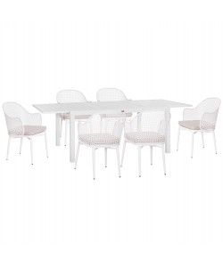 ΣΕΤ ΤΡΑΠΕΖΑΡΙΑΣ ΕΞ.ΧΩΡΟΥ KRUM HM21147 ΤΡΑΠΕΖΙ ΜΕ 6 ΠΟΛΥΘΡΟΝΕΣ--ΛΕΥΚΟ ΑΛΟΥΜΙΝΙΟ