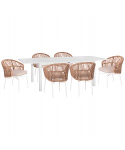 ΣΕΤ ΤΡΑΠΕΖΑΡΙΑΣ ΕΞ.ΧΩΡΟΥ 7ΤΜΧ KRUM HM21148 ΛΕΥΚΟ ΑΛΟΥΜΙΝΙΟ-P.E.RATTAN