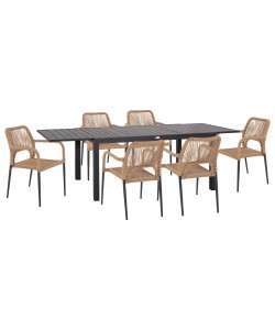 ΣΕΤ ΤΡΑΠΕΖΑΡΙΑΣ ΕΞ.ΧΩΡΟΥ 7ΤΜΧ KRUM HM21150 ΣΚΟΥΡΟ ΓΚΡΙ ΑΛΟΥΜΙΝΙΟ-P.E.TWISTED RATTAN