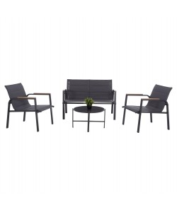 ΣΕΤ ΣΑΛΟΝΙ ΕΞ.ΧΩΡΟΥ 4ΤΜΧ JULIETTE HM6280.03 ΓΚΡΙ ΑΛΟΥΜΙΝΙΟ-TEXTILENE--TEMPERED GLASS