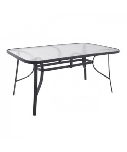 ΤΡΑΠΕΖΙ BRUNO 160Χ90Χ72Υεκ. ΜΕΤΑΛΛΙΚΟ ΓΚΡΙ ΜΕ ΓΥΑΛΙΝΗ ΕΠΙΦΑΝΕΙΑ HM5074.01