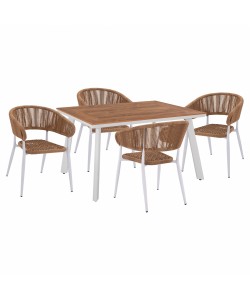 ΣΕΤ ΤΡΑΠΕΖΑΡΙΑ 5ΤΜΧ ΜΕ ΤΡΑΠΕΖΙ POLYWOOD 120Χ80 & ΠΟΛΥΘΡΟΝΕΣ ΛΕΥΚΕΣ HM11428