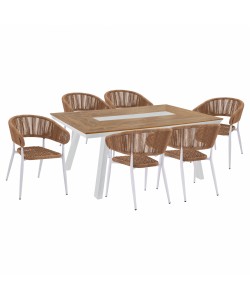 ΣΕΤ ΤΡΑΠΕΖΑΡΙΑ 7ΤΜΧ ΜΕ ΤΡΑΠΕΖΙ POLYWOOD 200Χ94 & ΠΟΛΥΘΡΟΝΕΣ ΛΕΥΚΕΣ HM11425