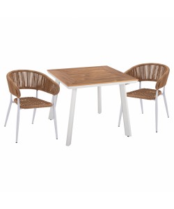 ΣΕΤ ΤΡΑΠΕΖΑΡΙΑ 3ΤΜΧ ΤΡΑΠΕΖΙ ΑΛΟΥΜΙΝΙΟΥ 80X80 & ΠΟΛΥΘΡΟΝΕΣ ΛΕΥΚΕΣ HM11442