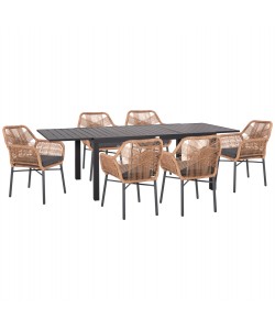 ΣΕΤ ΤΡΑΠΕΖΑΡΙΑΣ ΕΞ.ΧΩΡΟΥ 7ΤΜΧ KRUM HM21151 ΣΚΟΥΡΟ ΓΚΡΙ ΑΛΟΥΜΙΝΙΟ-P.E.RATTAN