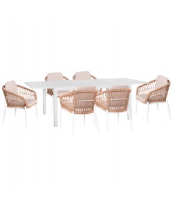 ΣΕΤ ΤΡΑΠΕΖΑΡΙΑΣ ΕΞ.ΧΩΡΟΥ 7ΤΜΧ KRUM HM21149 ΛΕΥΚΟ ΑΛΟΥΜΙΝΙΟ--P.E.RATTAN