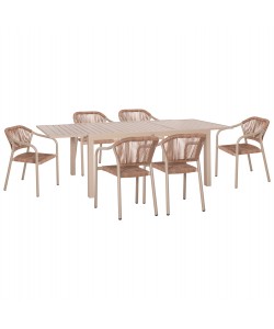 ΣΕΤ ΤΡΑΠΕΖΑΡΙΑΣ ΕΞ.ΧΩΡΟΥ 7ΤΜΧ KRUM HM21159 ΜΟΚΑ ΑΛΟΥΜΙΝΙΟ--P.E.RATTAN