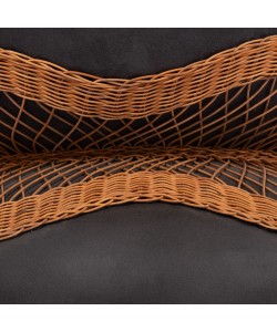 ΤΡΑΠΕΖΙ ΣΑΛΟΝΙΟΥ ΣΤΡΟΓΓΥΛΟ ANNA HM18157.01 FIBER CEMENT ΣΕ ΜΑΥΡΟ-ΦΥΣΙΚΟ RATTAN--Φ92x44.5Υεκ.