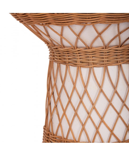 ΒΟΗΘΗΤΙΚΟ ΤΡΑΠΕΖΙ ΣΤΡΟΓΓΥΛΟ DELIA HM18167.02 FIBER CEMENT ΛΕΥΚΟ & RATTAN Φ40x45Υεκ
