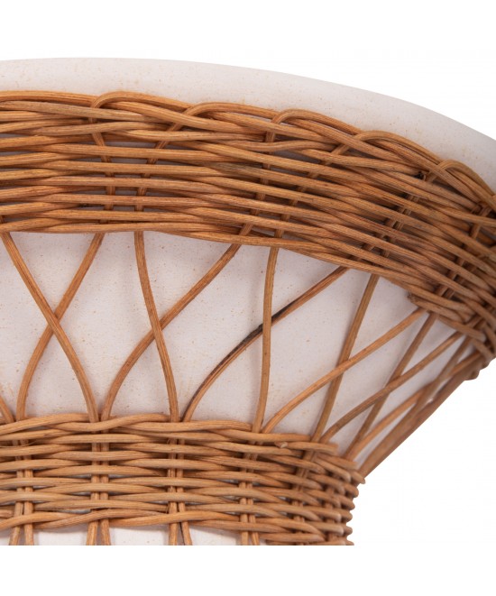 ΒΟΗΘΗΤΙΚΟ ΤΡΑΠΕΖΙ ΣΤΡΟΓΓΥΛΟ DELIA HM18167.02 FIBER CEMENT ΛΕΥΚΟ & RATTAN Φ40x45Υεκ