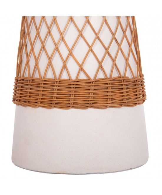 ΒΟΗΘΗΤΙΚΟ ΤΡΑΠΕΖΙ ΣΤΡΟΓΓΥΛΟ DELIA HM18167.02 FIBER CEMENT ΛΕΥΚΟ & RATTAN Φ40x45Υεκ