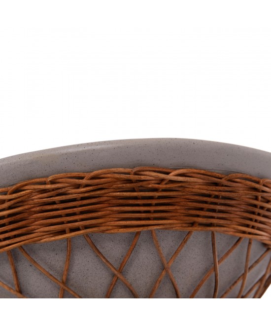 ΒΟΗΘΗΤΙΚΟ ΤΡΑΠΕΖΙ ΣΤΡΟΓΓΥΛΟ DELIA HM18167.03 FIBER CEMENT ΓΚΡΙ & RATTAN Φ40x45Υεκ