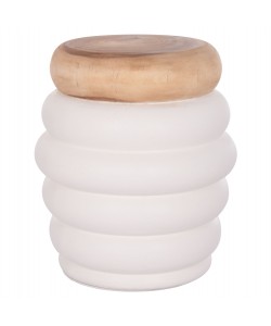 ΣΚΑΜΠΟ PUFFAT HM18172.02 FIBER CEMENT ΛΕΥΚΟ- ΞΥΛΟ TEAK TOP Φ45x46Υεκ.