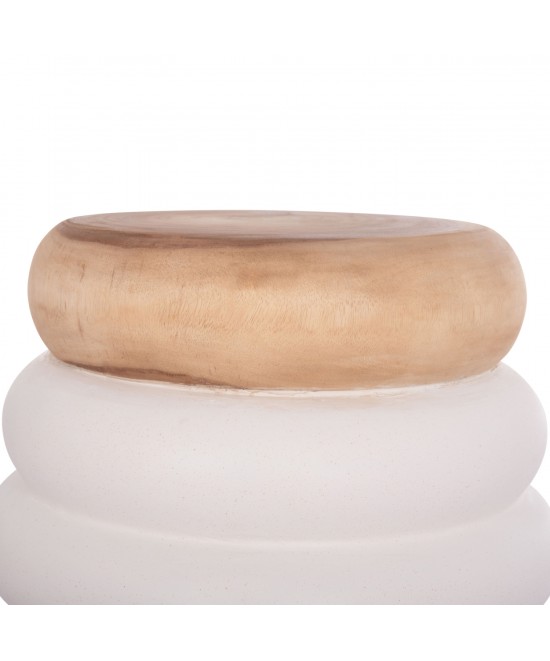 ΣΚΑΜΠΟ PUFFAT HM18172.02 FIBER CEMENT ΛΕΥΚΟ- ΞΥΛΟ TEAK TOP Φ45x46Υεκ.