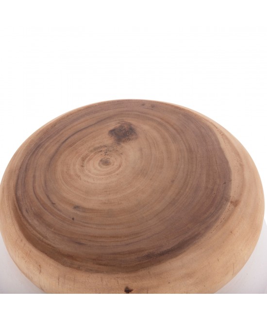 ΣΚΑΜΠΟ PUFFAT HM18172.02 FIBER CEMENT ΛΕΥΚΟ- ΞΥΛΟ TEAK TOP Φ45x46Υεκ.