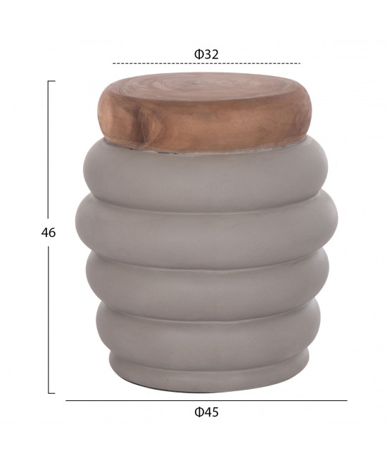 ΣΚΑΜΠΟ PUFFAT HM18172.03 FIBER CEMENT ΓΚΡΙ- ΞΥΛΟ TEAK TOP Φ45x46Υεκ.