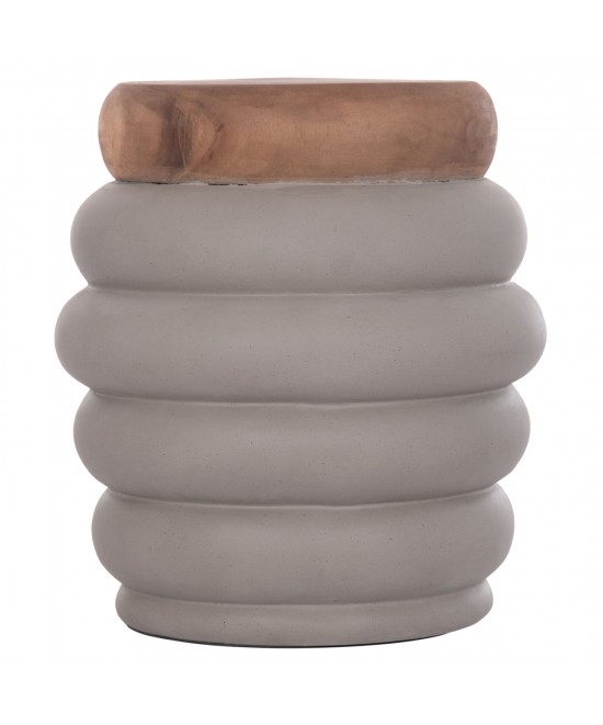 ΣΚΑΜΠΟ PUFFAT HM18172.03 FIBER CEMENT ΓΚΡΙ- ΞΥΛΟ TEAK TOP Φ45x46Υεκ.