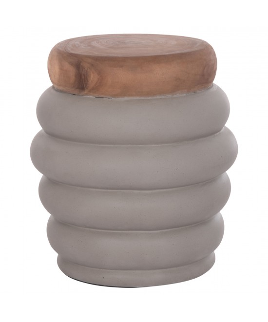 ΣΚΑΜΠΟ PUFFAT HM18172.03 FIBER CEMENT ΓΚΡΙ- ΞΥΛΟ TEAK TOP Φ45x46Υεκ.