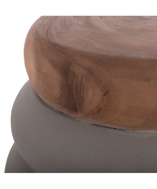 ΣΚΑΜΠΟ PUFFAT HM18172.03 FIBER CEMENT ΓΚΡΙ- ΞΥΛΟ TEAK TOP Φ45x46Υεκ.