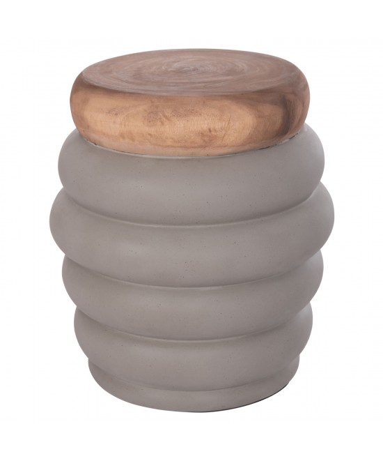 ΣΚΑΜΠΟ PUFFAT HM18172.03 FIBER CEMENT ΓΚΡΙ- ΞΥΛΟ TEAK TOP Φ45x46Υεκ.