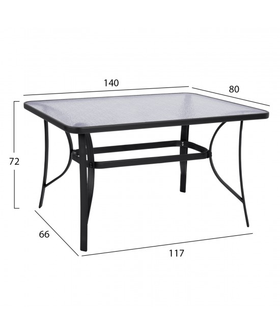 ΤΡΑΠΕΖΙ BRUNO 140Χ80Χ72Υεκ. ΓΚΡΙ ΜΕΤΑΛΛΙΚΟ ΜΕ ΓΥΑΛΙΝΗ ΕΠΙΦΑΝΕΙΑ HM5106.01