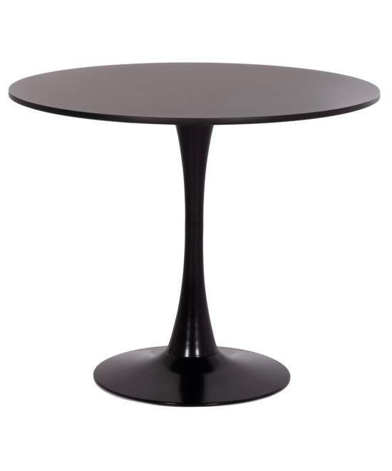 ΤΡΑΠΕΖΙ ΣΤΡΟΓΓΥΛΟ BROLIN HM18141.02 MDF TOP-ΒΑΣΗ ΜΕΤΑΛΛΙΚΗ--ΜΑΥΡΟ Φ90x73Υεκ