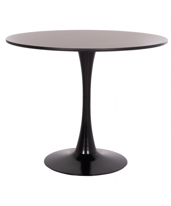 ΤΡΑΠΕΖΙ ΣΤΡΟΓΓΥΛΟ BROLIN HM18141.02 MDF TOP-ΒΑΣΗ ΜΕΤΑΛΛΙΚΗ--ΜΑΥΡΟ Φ90x73Υεκ