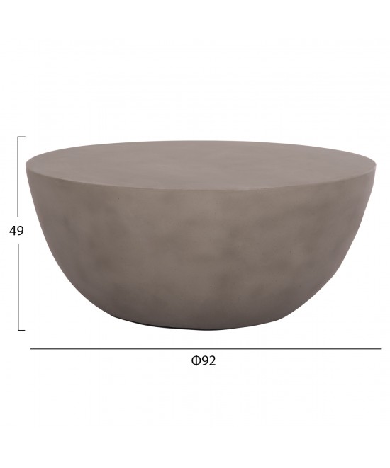 ΤΡΑΠΕΖΙ ΣΑΛΟΝΙΟΥ ΣΤΡΟΓΓΥΛΟ ALLAN HM18162.03 FIBER CEMENT ΣΕ ΓΚΡΙ--Φ92x49Υεκ.