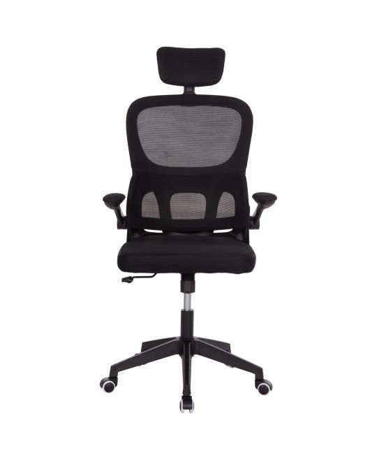 ΚΑΡΕΚΛΑ ΓΡΑΦΕΙΟΥ BASTON HM18236.01 ΜΑΥΡΟ MESH & PP ΣΚΕΛΕΤΟΣ 64x60x117-127Υεκ.