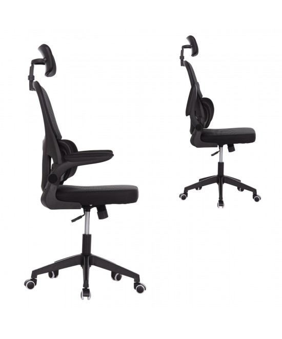 ΚΑΡΕΚΛΑ ΓΡΑΦΕΙΟΥ BASTON HM18236.01 ΜΑΥΡΟ MESH & PP ΣΚΕΛΕΤΟΣ 64x60x117-127Υεκ.