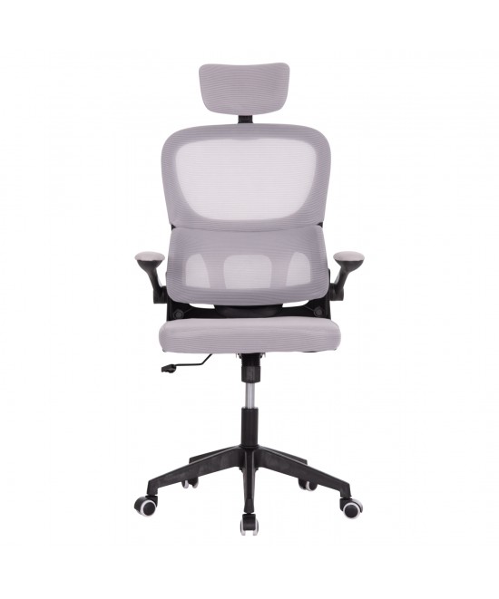 ΚΑΡΕΚΛΑ ΓΡΑΦΕΙΟΥ BASTON HM18236.02 ΓΚΡΙ MESH & ΜΑΥΡΟ PP ΣΚΕΛΕΤΟΣ 64x60x127Υεκ.