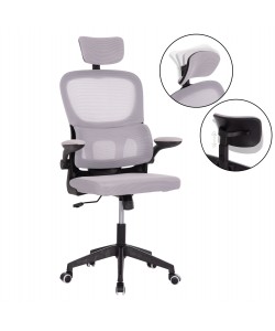 ΚΑΡΕΚΛΑ ΓΡΑΦΕΙΟΥ BASTON HM18236.02 ΓΚΡΙ MESH & ΜΑΥΡΟ PP ΣΚΕΛΕΤΟΣ 64x60x127Υεκ.