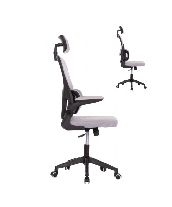 ΚΑΡΕΚΛΑ ΓΡΑΦΕΙΟΥ BASTON HM18236.02 ΓΚΡΙ MESH & ΜΑΥΡΟ PP ΣΚΕΛΕΤΟΣ 64x60x127Υεκ.