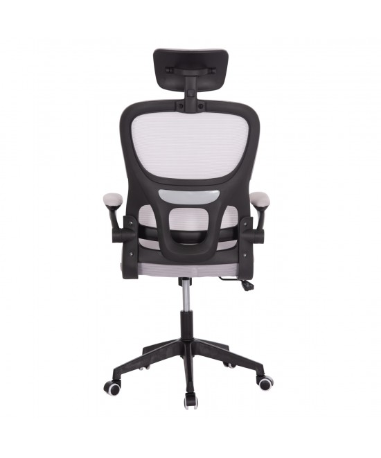 ΚΑΡΕΚΛΑ ΓΡΑΦΕΙΟΥ BASTON HM18236.02 ΓΚΡΙ MESH & ΜΑΥΡΟ PP ΣΚΕΛΕΤΟΣ 64x60x127Υεκ.