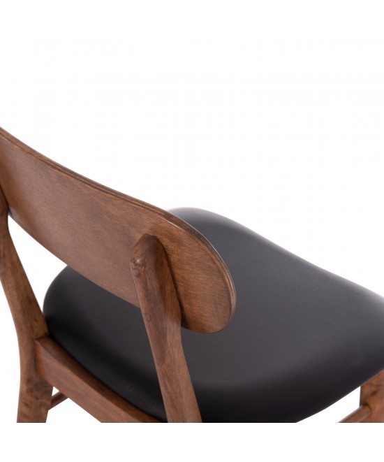 KΑΡΕΚΛΑ ΤΡΑΠΕΖΑΡΙΑΣ SEKOR HM9945.03 ΚΑΡΥΔΙ RUBBERWOOD-ΜΑΥΡΟ PU 51x48x79Υεκ