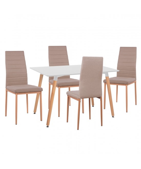 ΣΕΤ ΤΡΑΠΕΖΑΡΙΑΣ 5ΤΜΧ MINIMAL HM11767 ΛΕΥΚΟ MDF-ΜΠΕΖ ΥΦΑΣΜΑ