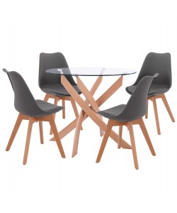 ΣΕΤ ΤΡΑΠΕΖΑΡΙΑΣ 5ΤΜΧ ΤΡΑΠΕΖΙ Φ90X74 & 4 ΚΑΡΕΚΛΕΣ VEGAS ΓΚΡΙ HM11693.10