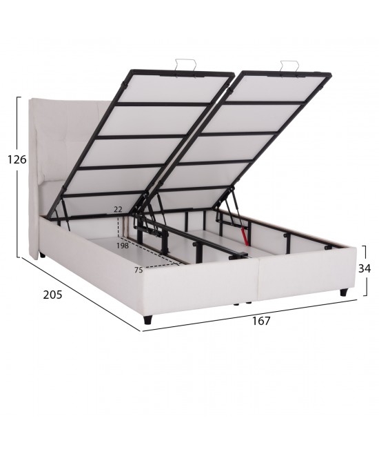 ΚΡEΒΑΤΙ ΜΕ ΑΠΟΘΗΚΕΥΤΙΚΟ ΧΩΡΟ DREAMLET HM716.03 ΛΕΥΚΟ TEDDY ΥΦΑΣΜΑ- ΓΙΑ ΣΤΡΩΜΑ 160x200εκ.