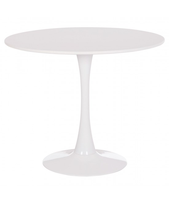 ΤΡΑΠΕΖΙ ΣΤΡΟΓΓΥΛΟ BROLIN HM18141.01 MDF TOP-ΒΑΣΗ ΜΕΤΑΛΛΙΚΗ--ΛΕΥΚΟ Φ90x73Υεκ