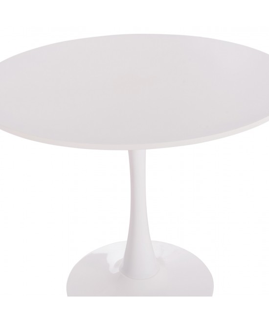 ΤΡΑΠΕΖΙ ΣΤΡΟΓΓΥΛΟ BROLIN HM18141.01 MDF TOP-ΒΑΣΗ ΜΕΤΑΛΛΙΚΗ--ΛΕΥΚΟ Φ90x73Υεκ