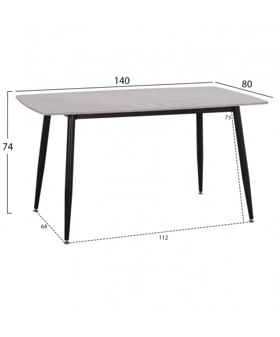 ΤΡΑΠΕΖΙ RAVEN HM18149.13 ΚΕΡΑΜΙΚΟ TOP ΜΕ ΟΨΗ ΓΚΡΙ ΜΑΡΜΑΡΟ 140x80x74Υεκ.