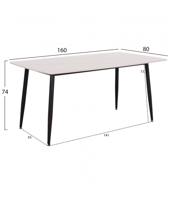 ΤΡΑΠΕΖΙ RAVEN HM18150.01 ΚΕΡΑΜΙΚΟ TOP ΜΕ ΟΨΗ ΛΕΥΚΟ ΜΑΡΜΑΡΟ 160x80x74Υεκ.