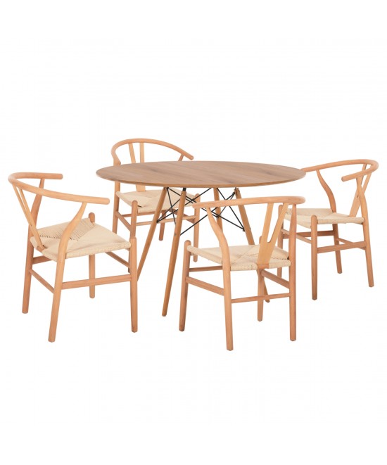 ΣΕΤ ΤΡΑΠΕΖΑΡΙΑΣ 5ΤΜΧ BRAVE HM21188 ΜΕ 4 ΚΑΡΕΚΛΕΣ & ΣΤΡΟΓΓΥΛΟ ΤΡΑΠΕΖΙ