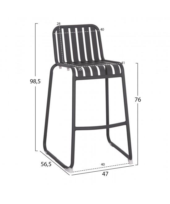 ΣΚΑΜΠΟ ΜΠΑΡ ΑΛΟΥΜΙΝΙΟΥ RACHEL HM6341.01 ΓΚΡΙ 47x56,5x98,5Υεκ.