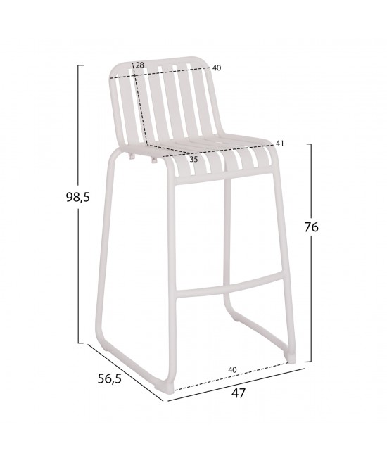 ΣΚΑΜΠΟ ΜΠΑΡ ΑΛΟΥΜΙΝΙΟΥ RACHEL HM6341.02 ΛΕΥΚΟ 47x56,5x98,5Υεκ.