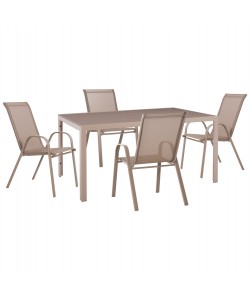 ΣΕΤ ΤΡΑΠΕΖΑΡΙΑΣ 5ΤΜΧ OFER HM21015 ΤΡΑΠΕΖΙ & 4 ΚΑΡΕΚΛΕΣ ΜΕΤΑΛΛΟ ΣΕ ΚΑΠΟΥΤΣΙΝΟ