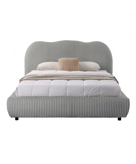 ΚΡΕΒΑΤΙ ΜΕ ΑΠΟΘ.ΧΩΡΟ KALLY HM729.01 ΓΚΡΙ FEAUX FUR ΥΦΑΣΜΑ--ΓΙΑ ΣΤΡΩΜΑ 160x200εκ