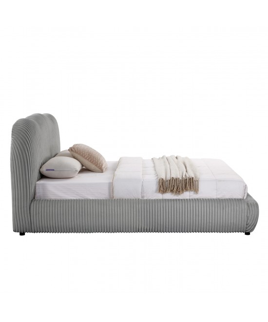 ΚΡΕΒΑΤΙ ΜΕ ΑΠΟΘ.ΧΩΡΟ KALLY HM729.01 ΓΚΡΙ FEAUX FUR ΥΦΑΣΜΑ--ΓΙΑ ΣΤΡΩΜΑ 160x200εκ