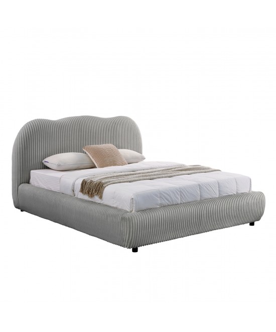 ΚΡΕΒΑΤΙ ΜΕ ΑΠΟΘ.ΧΩΡΟ KALLY HM729.01 ΓΚΡΙ FEAUX FUR ΥΦΑΣΜΑ--ΓΙΑ ΣΤΡΩΜΑ 160x200εκ