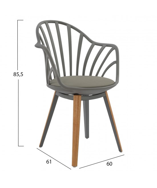 ΣΕΤ ΤΡΑΠΕΖΑΡΙΑΣ 5ΤΜΧ ANAIS HM21176 MDF TOP ΣΕ ΓΚΡΙ--P.P. & PU ΣΕ ΓΚΡΙ